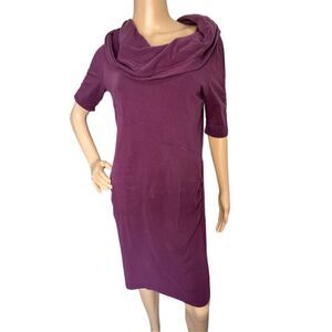 Athleta Purple Hooded Crowl Neck Short Sleeve Dress With Front Pocket